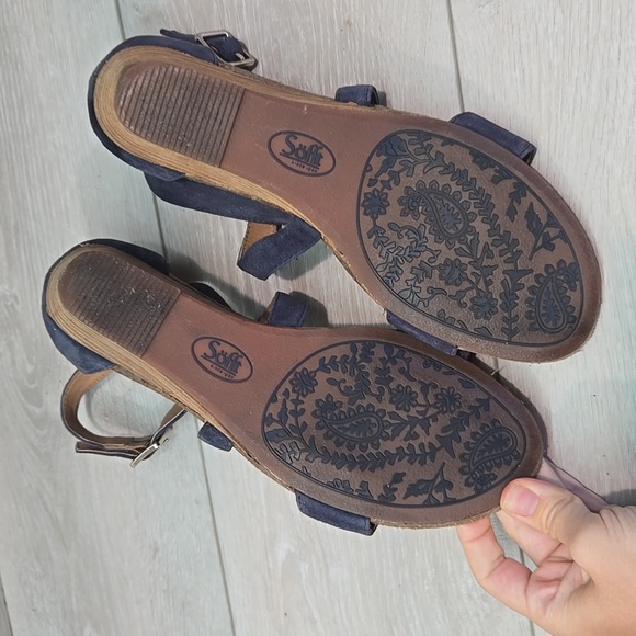 Sofft Women Suede Open Toe Wedge Sandals Shoes Sz 8.5M - Picture 10 of 11